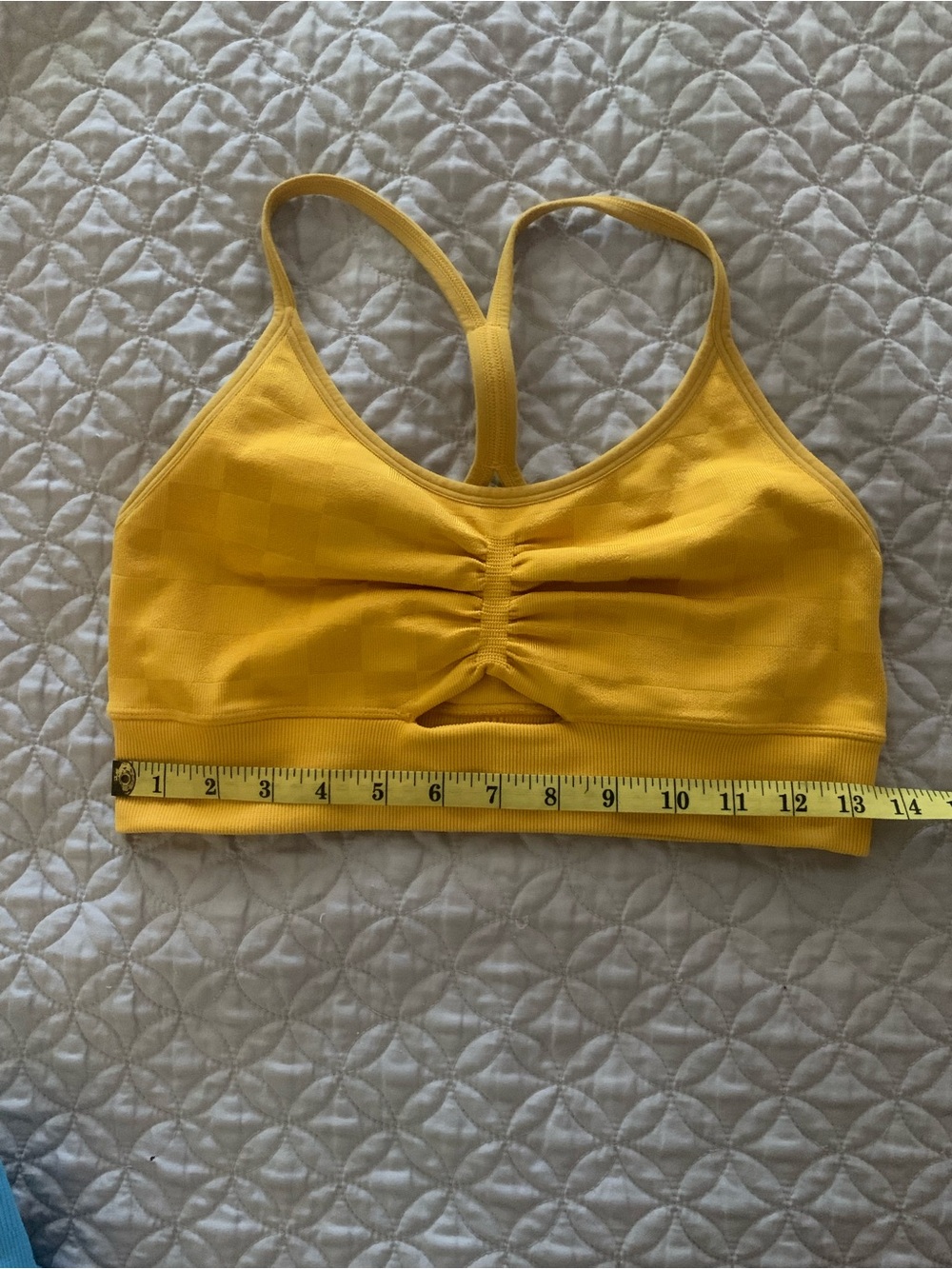 High waist Joy lab yellow checker print workout set M-L - Picture 3 of 6